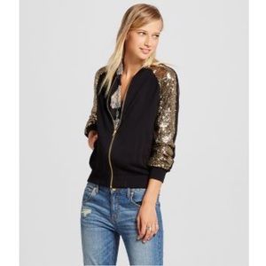 Sequin Sleeve Bomber Jacket